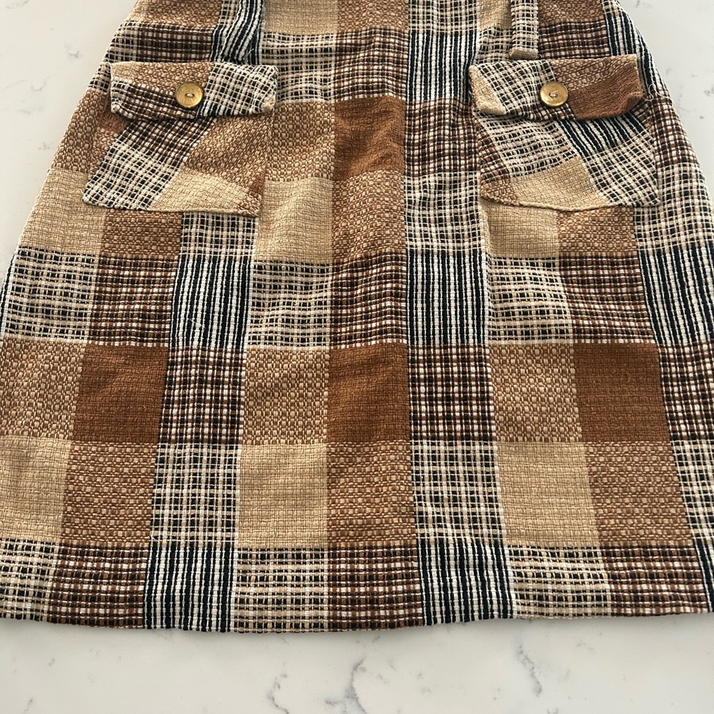 Vintage Plaid Brown and Cream Skirt